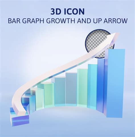 Premium Psd Bar Graph Growth And Up Arrow 3d Rendering Illustration