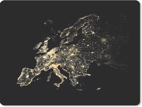 Muismat Xxl Bureau Onderlegger Bureau Mat Kaart Europa Zwart