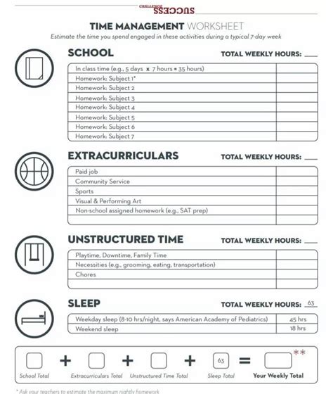 Time Management Worksheets For Students Printable Calendars AT A GLANCE