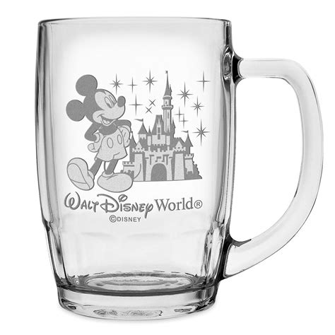 Mickey Mouse And Cinderella Castle Glass Mug By Arribas Large