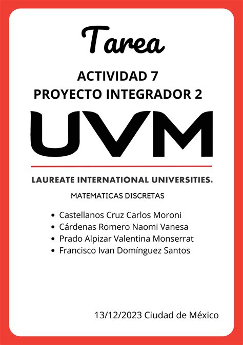 A Mate Discret Tarea De Blackboard Del Curso De La Uvm Tarea