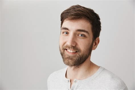 Free Photo Close Up Of Happy Smiling Bearded Guy Looking