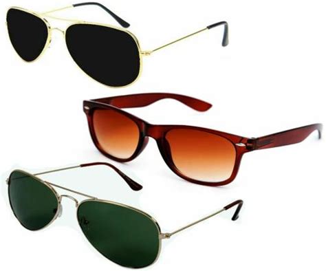 Buy Elligator Uv Protection Aviator And Wayfarer Full Frame Black Green And Brown Sunglasses