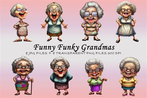 Funny Funky Grandma Caricature Images Graphic By Awkwardannies · Creative Fabrica