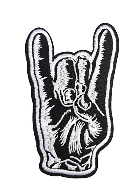 Devil Horns Iron On Patch Rock Roll Heavy Metal Punk Hand Etsy