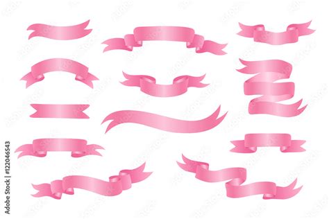 Collection Of Elegant Hand Drawn Pink Ribbon Banners Vector