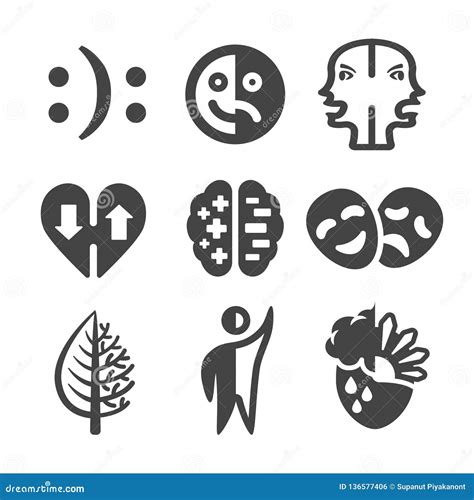 Bipolar disorder icon set stock vector. Illustration of health - 136577406