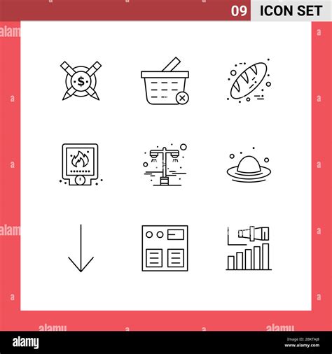 Set Of Vector Outlines On Grid For Light Fire Bread System