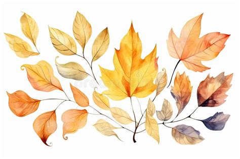 A Beautiful Watercolor Painting Of Autumn Leaves Ideal For Capturing