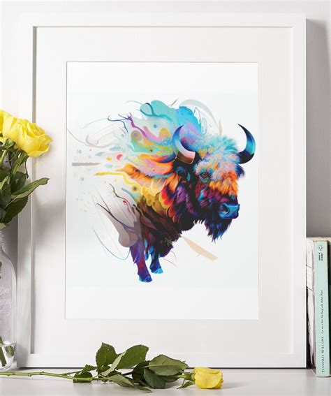 Digital Download Buffalo Painting, Colorful Buffalo, Printable Wall Art ...