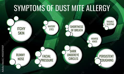 Symptoms of Dust mite allergy. Vector illustration for medical journal ...