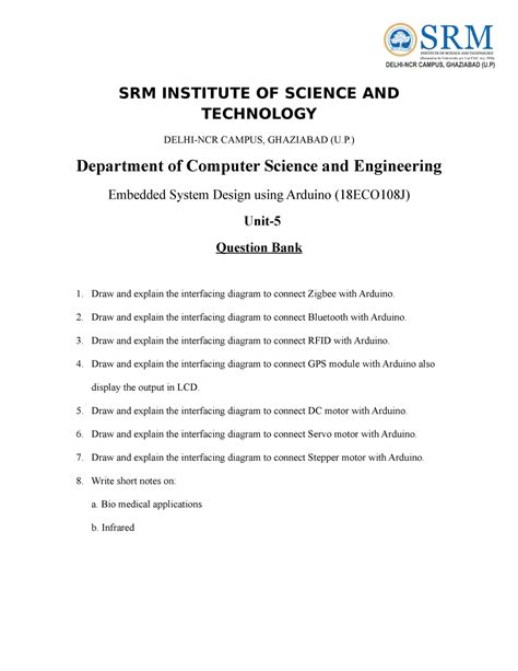 Unit Question Bank Srm Institute Of Science And Technology Delhi