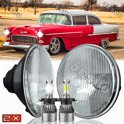 2PCS 7 Inch Round LED Headlight Halo Angel Eyes DRL For Chevy Bel Air