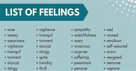 List Of Feelings 250 Feeling Words With Useful Examples Feelings