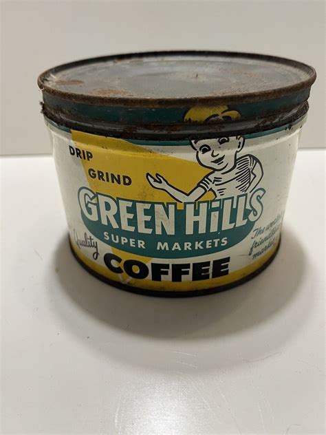 Vintage Green Hills Super Markets Coffee Tin Ebay