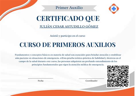 CURSOS DE PRIMEROS AUXILIOS Certificado2024