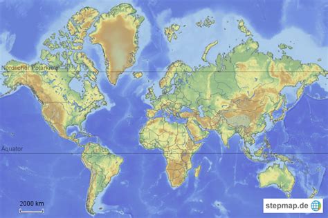 StepMap weltkarte physisch Landkarte für Deutschland