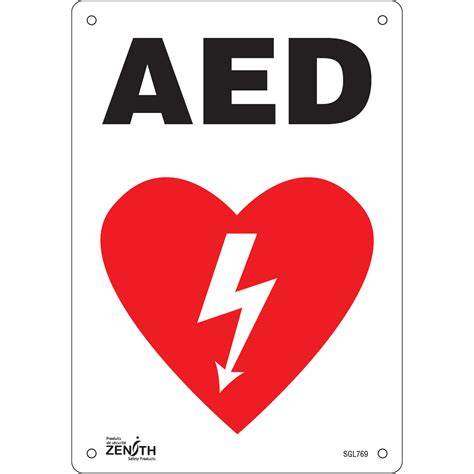 Zenith Safety Products AED Sign 10 X 7 Aluminum English With