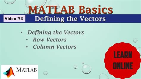 Defining Row And Column Vector In Matlab Matlab Basics Youtube