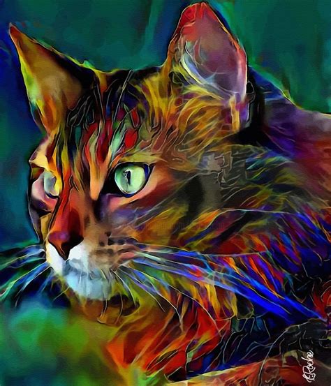 Tzara Cat Mix Media X Cm Ooak Digital Arts By L Roche