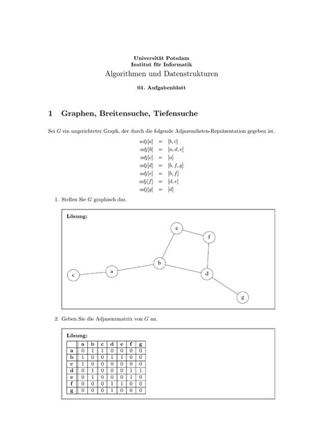 T Lsg Bung Universit At Potsdam Institut F Ur Informatik