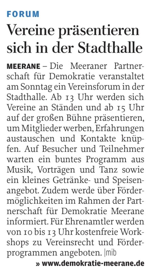 Presse Demokratieleben In Meerane