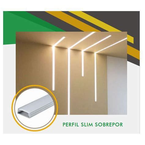 Perfil Sobrepor Para Fita Led 2 Metros Alumínio Difusor Leitoso Luz