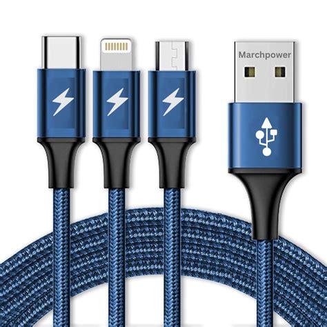 Var Ni In Charging Cable Nylon Braided Multiple Usb Fast Charging