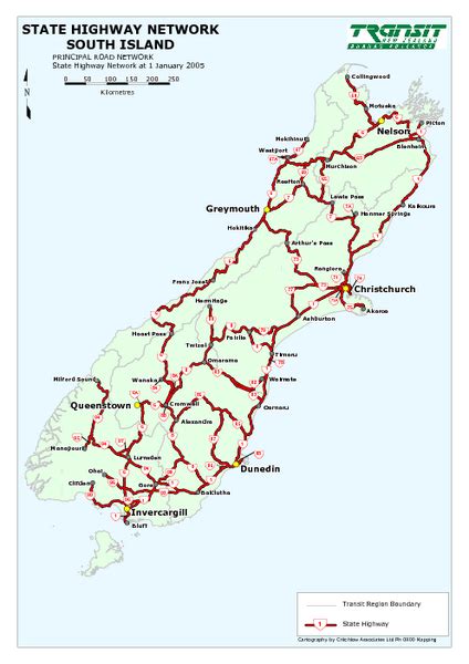 New Zealand Map South Island Road Map