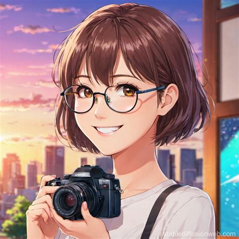 Girl With Glasses And Camera Stable Diffusion Online