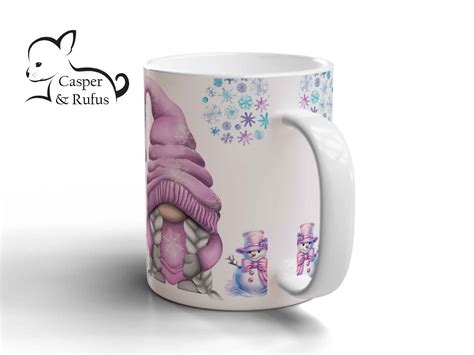 Pink Christmas Gnome Mug Press Wrap 11oz 15oz Gonk Sublimation Png 