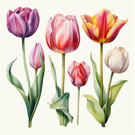 Premium Psd Psd Free Psd Watercolor Of Tulip On White Background