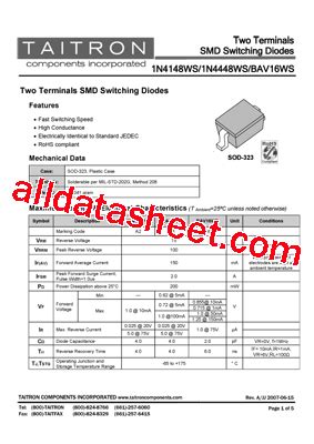 N Ws Datasheet Pdf Taitron Components Incorporated