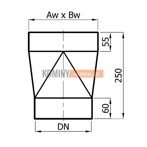 Redukcja kominowa prostokątna 200x200 200 mm stalowa czarna