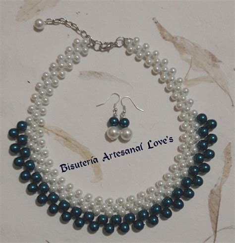 Juego De Collar Y Aretes En Perlas Bisuteria Artesanal Bisuteria Aretes