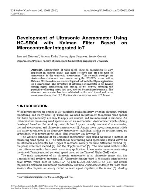 Development of Ultrasonic Anemometer Using HC-SR04 | PDF | Wind Speed ...