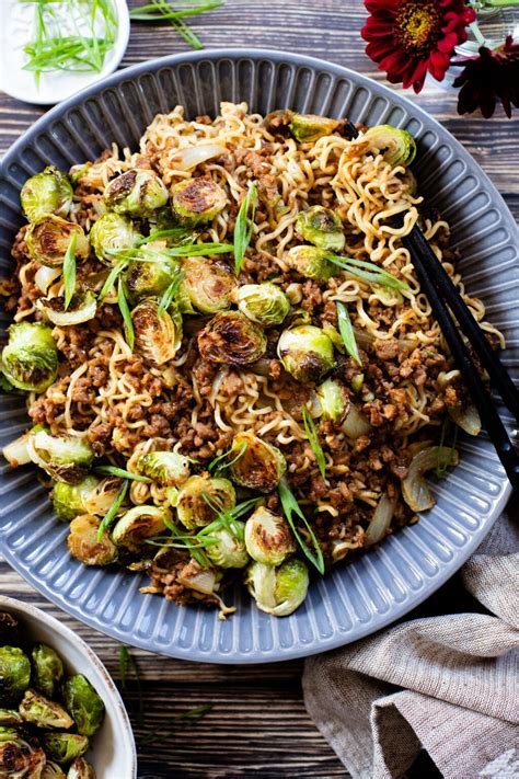 Ramen Noodles And Miso Glazed Brussels Sprouts This Savory Vegan