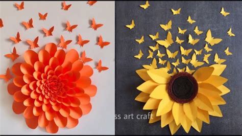 Awesome Wall Decor Ideas With Paper Flowers And Paper Butterflies