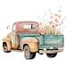 11 Retro Trucks With Flowers Clipart Jpgs Digital Paper Crafting