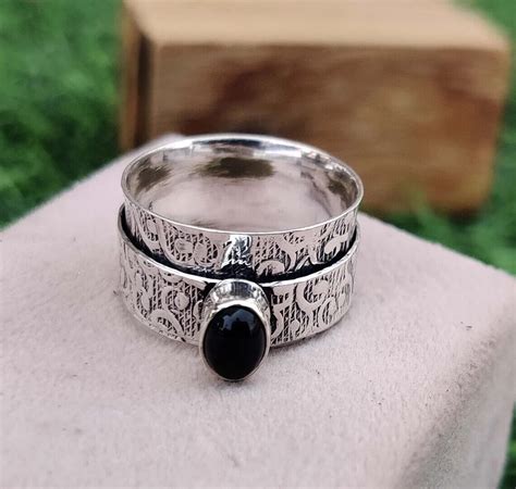 Schwarzer Onyx Ovale Form Spange Sterlingsilber Handmade Boho Alle