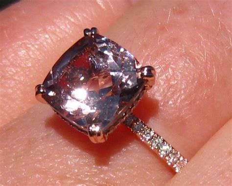 Cushion Morganite In Rose Gold Diamond Solitaire Engagement Etsy