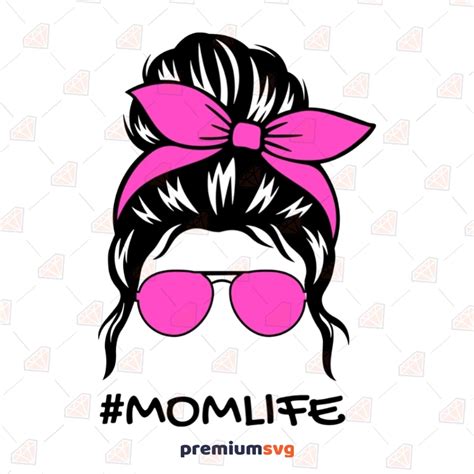 Papercraft Embellishments Messi Bun Hair Mom Svg Cricut Mom Life Messi