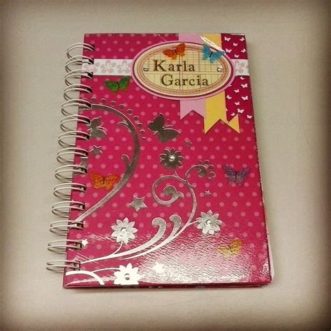 Agenda Con Doble Anillo Met Lico Blanco Con Motivo De Mariposas