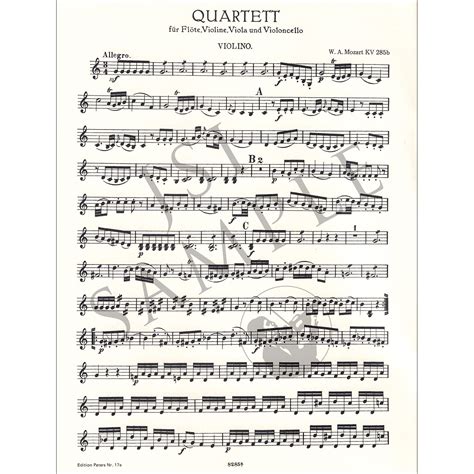 Three Flute Quartets Wolfgang Amadeus Mozart Peters Edition