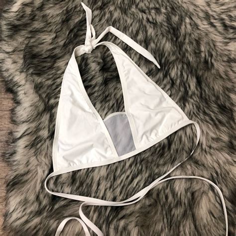 Swim New White Mesh Insert Bikini Top Medium Poshmark