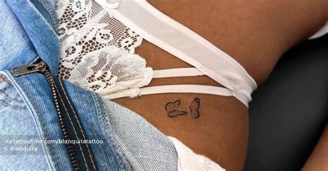 Fine Line Style Butterfly Couple Tattoo Located On The