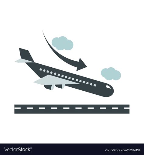 Airport Aircraft Landing On Runway Travel Vector Image