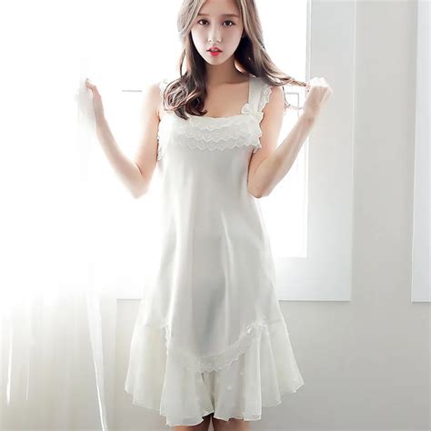 Buy Summer Mini Sleeveless White Nightdress Sexy Sling