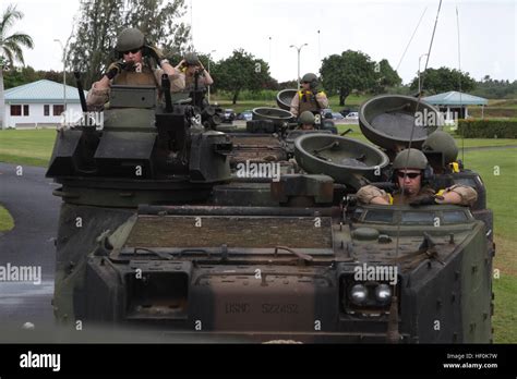 U S Marines With Combat Assault Company 3rd Marine Regiment Stage Amphibious Assault Vehicles