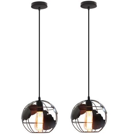 Uni R Tro Vintage Lustre Suspension Industrielle Pcs Noir Cdiscount